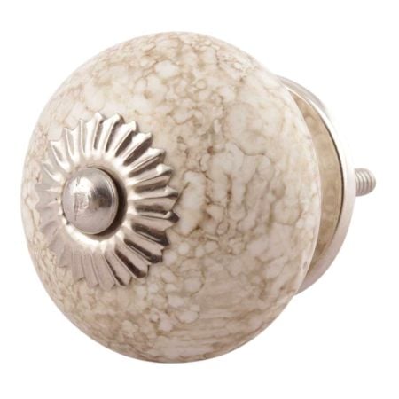 White Marble Ceramic Floral Cabinet Knobs